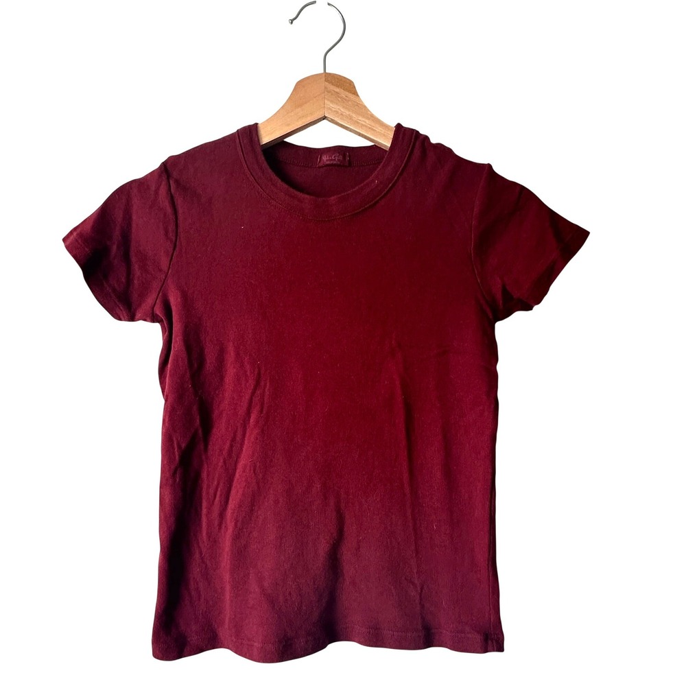 John Galt Brandy Melville Burgundy Maroon Cotton Short Sleeve Baby Tee